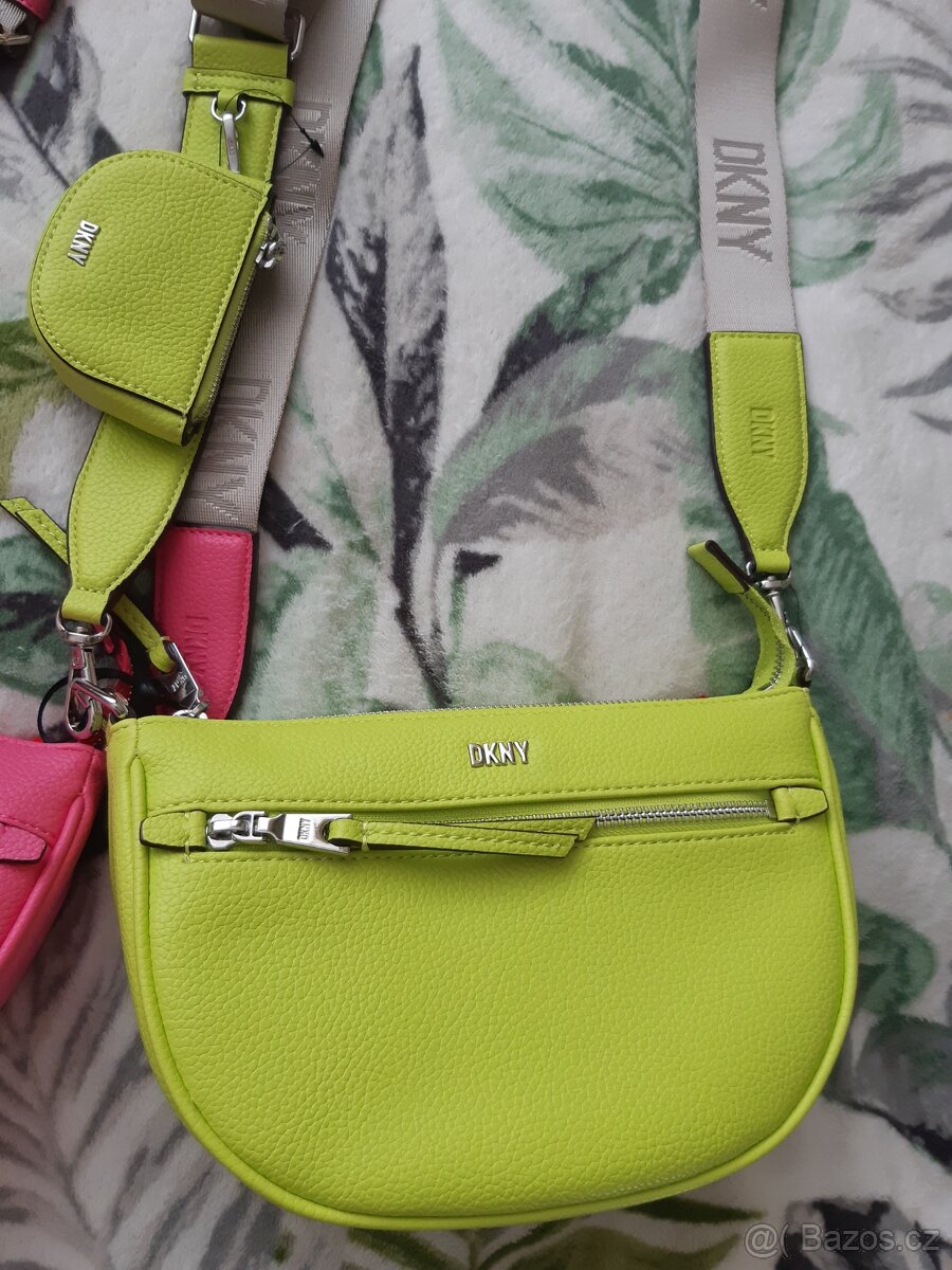 Originál DKNY Crossbody kabelka, růžová a neon. zelená - 3