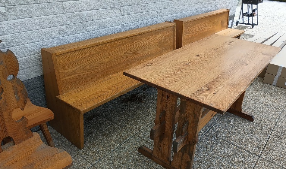 STARÉ DŘEVĚNÉ LAVICE, STůL, ŽIDLE - 3