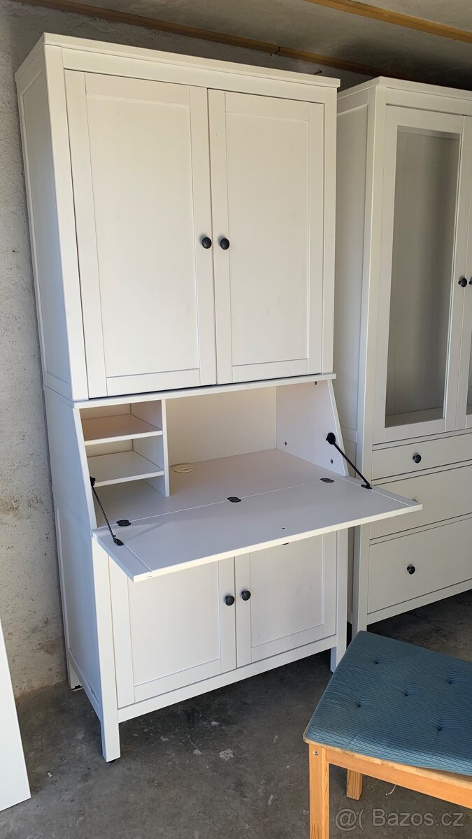 Ikea Hemnes sekretář - knihovna masiv bílé mořidlo - 3