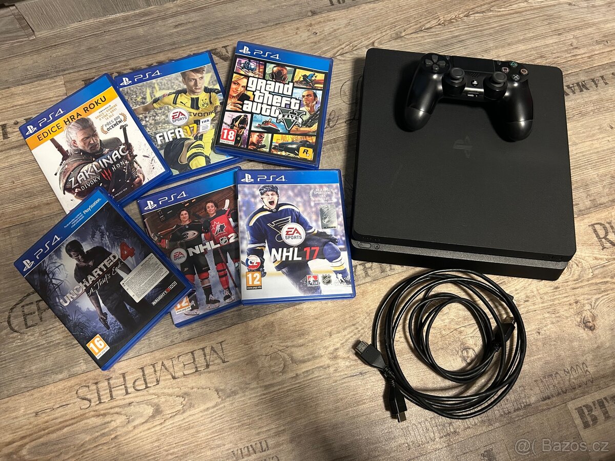 Playstation 4 (500GB) + hry, ovladač - 3