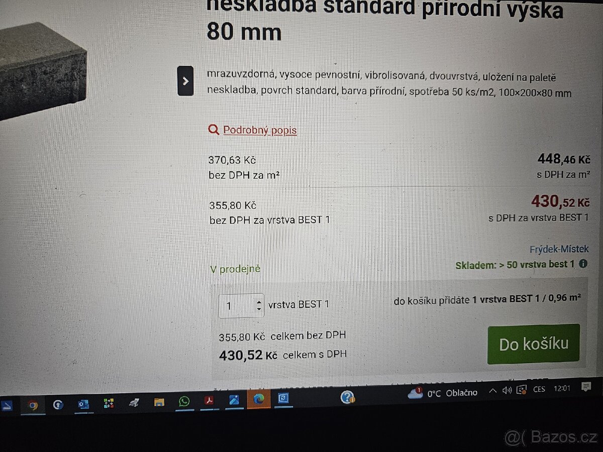 Prodám zámkovou dlažbu Best klasik přírodní - 3