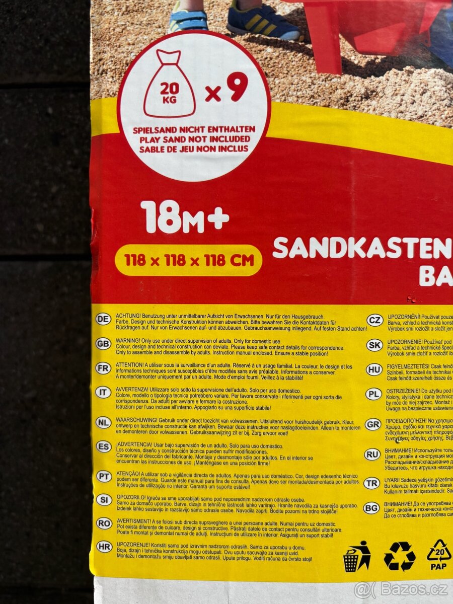 Dětské pískoviště se stříškou 118 cm čtverec - 3