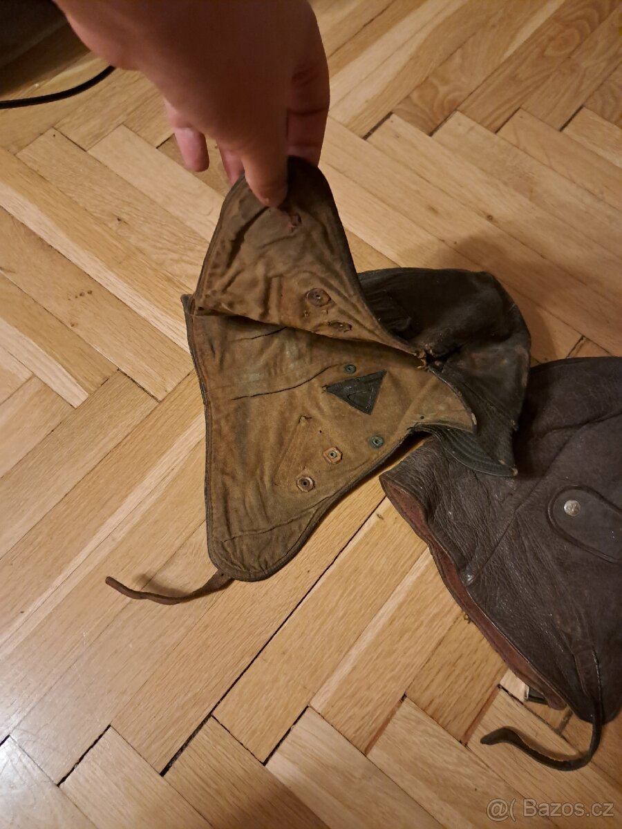 Kožené kukly na motocykl (hnědá a černá, vel. 59-60 cm) - 3