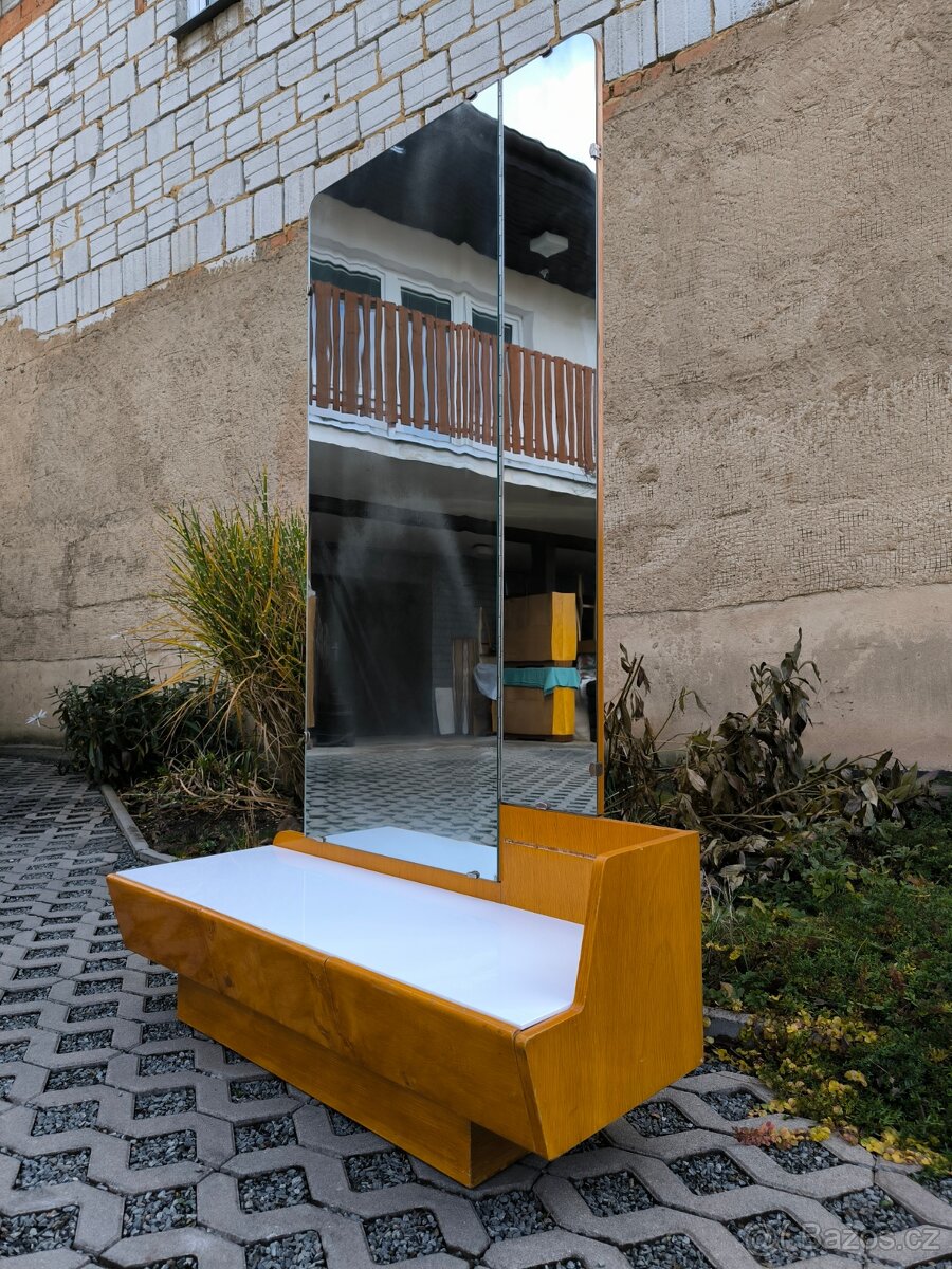 Retro toaletní stolek s opaxitovým sklem, 60. léta - 3