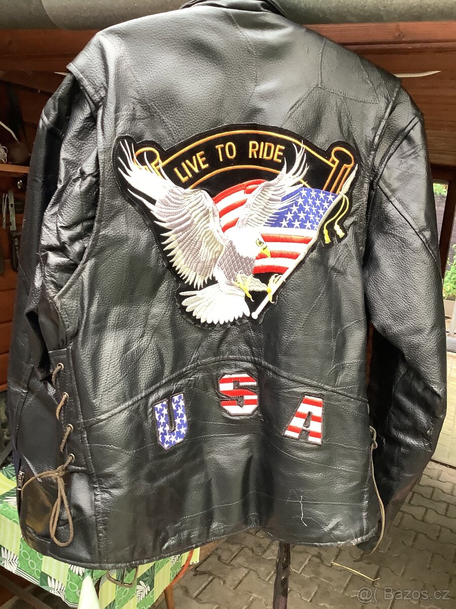 Moto bunda kožená černá - 3