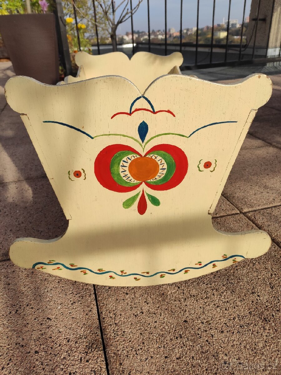 Stará dřevěná kolíbka pro panenky výroba rok 1940 - 3