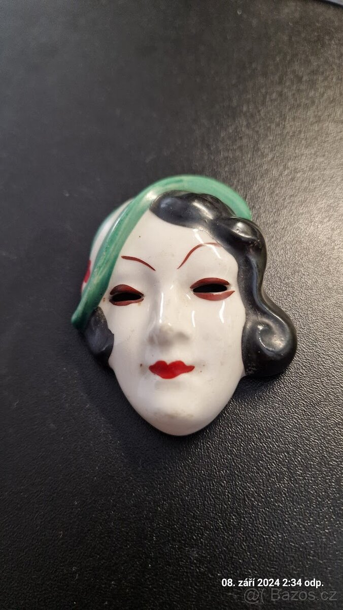 Dvě art deco porcelánové obličeje / masky - 3