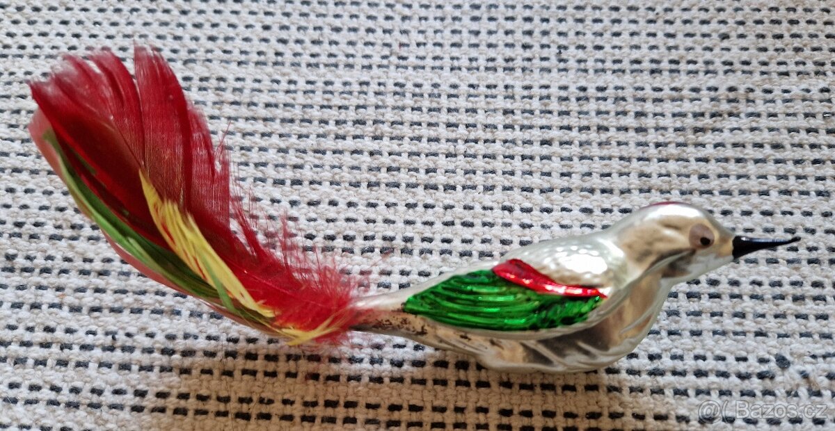 RETRO vánoční ozdoba Ptáček - 3