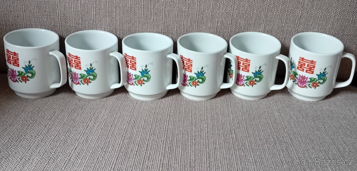 čínský porcelán hrnečky 6+1 - 3