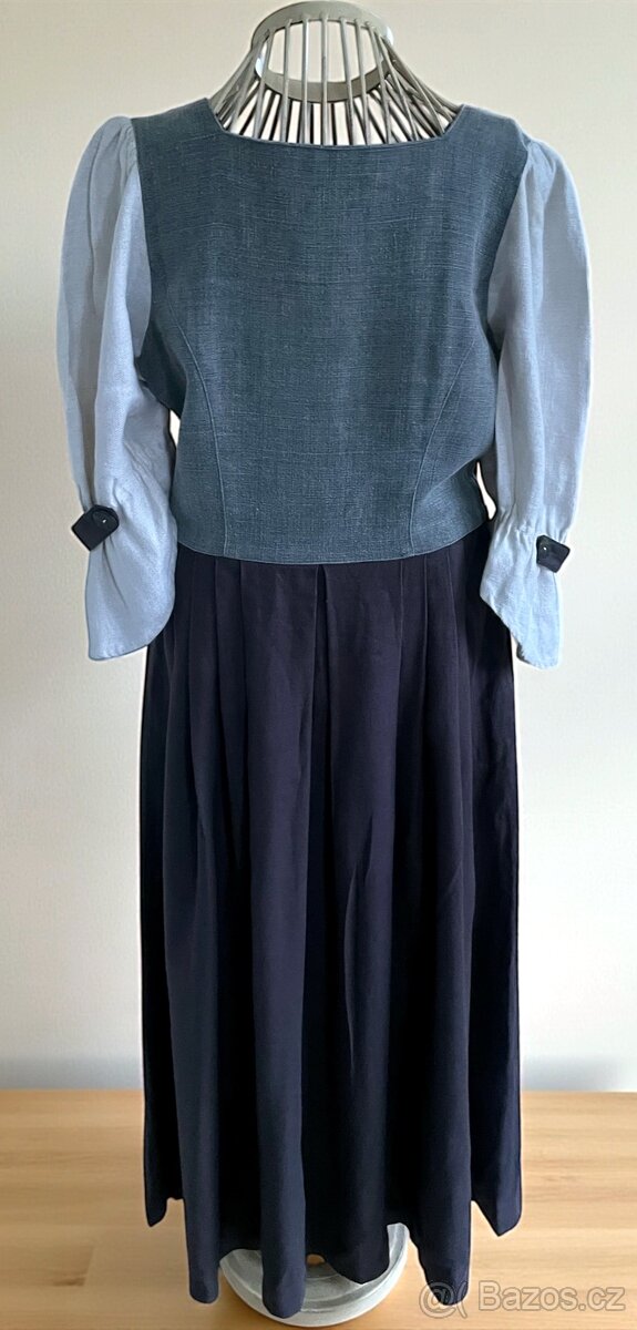 Dámské lněné šaty v selském, dobovém stylu vel. 40 - 3