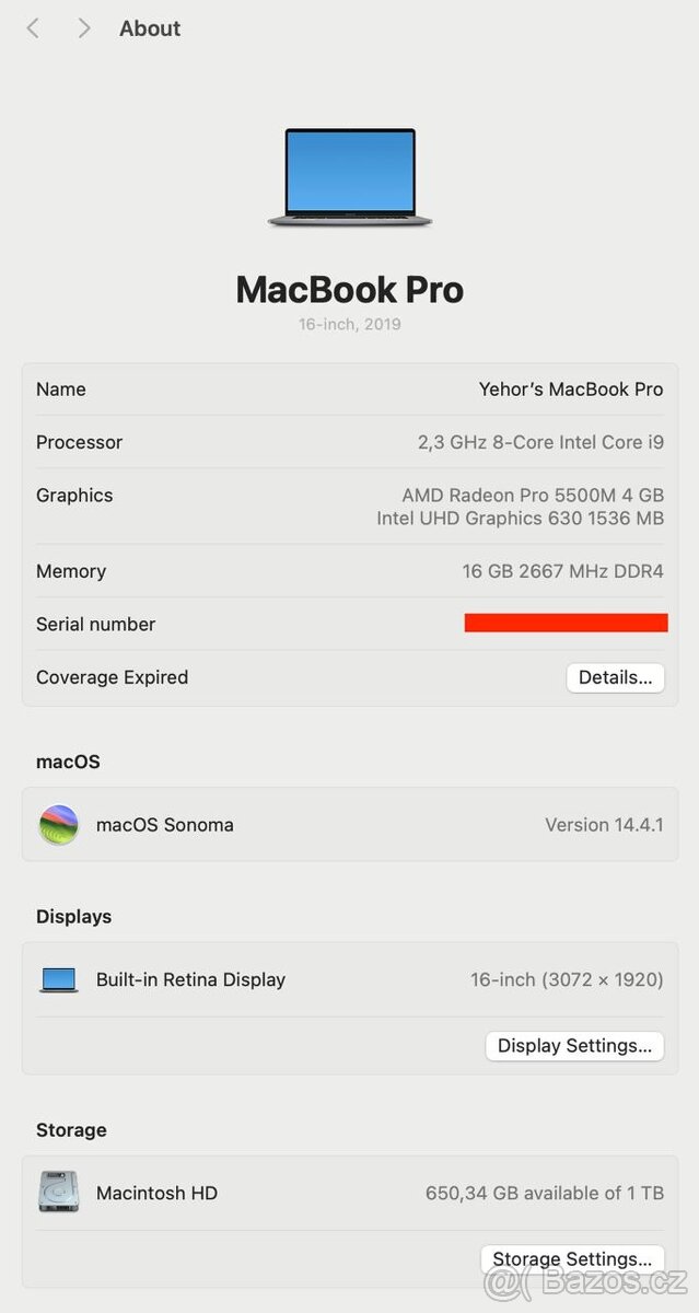 MacBook Pro 16" (2019), i9, 16gb/1TB - 3