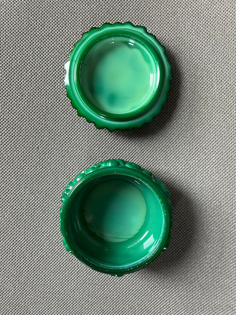 Dóza Ingrid malachitové jade sklo Curt Schlevogt - 3