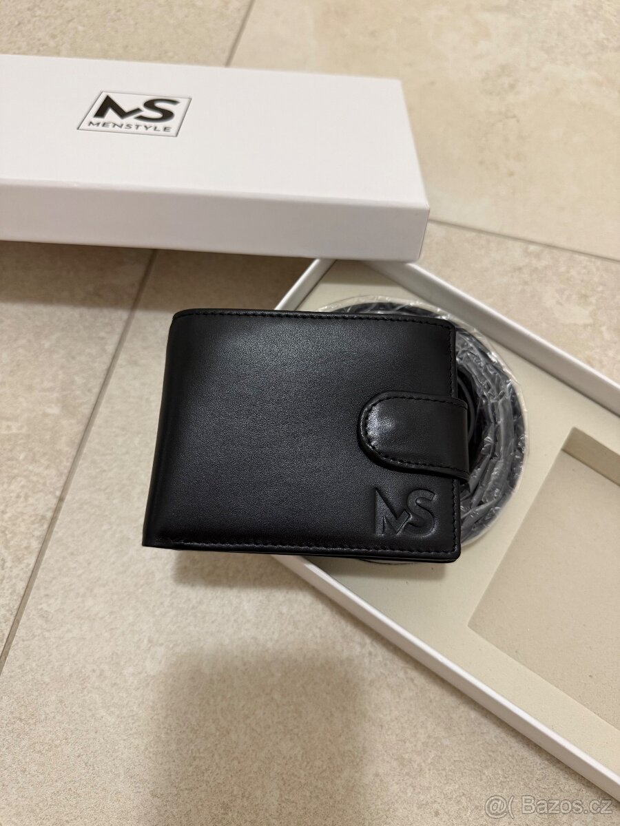 Pánský set – pásek + peněženka v dárkové krabičce - 3