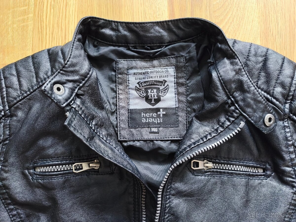 Koženková černá bunda C&A, vel.146 - 3