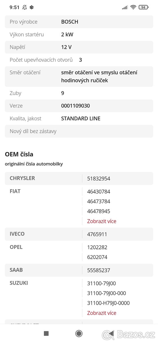 Startér Opel Astra H 88 kW - 3