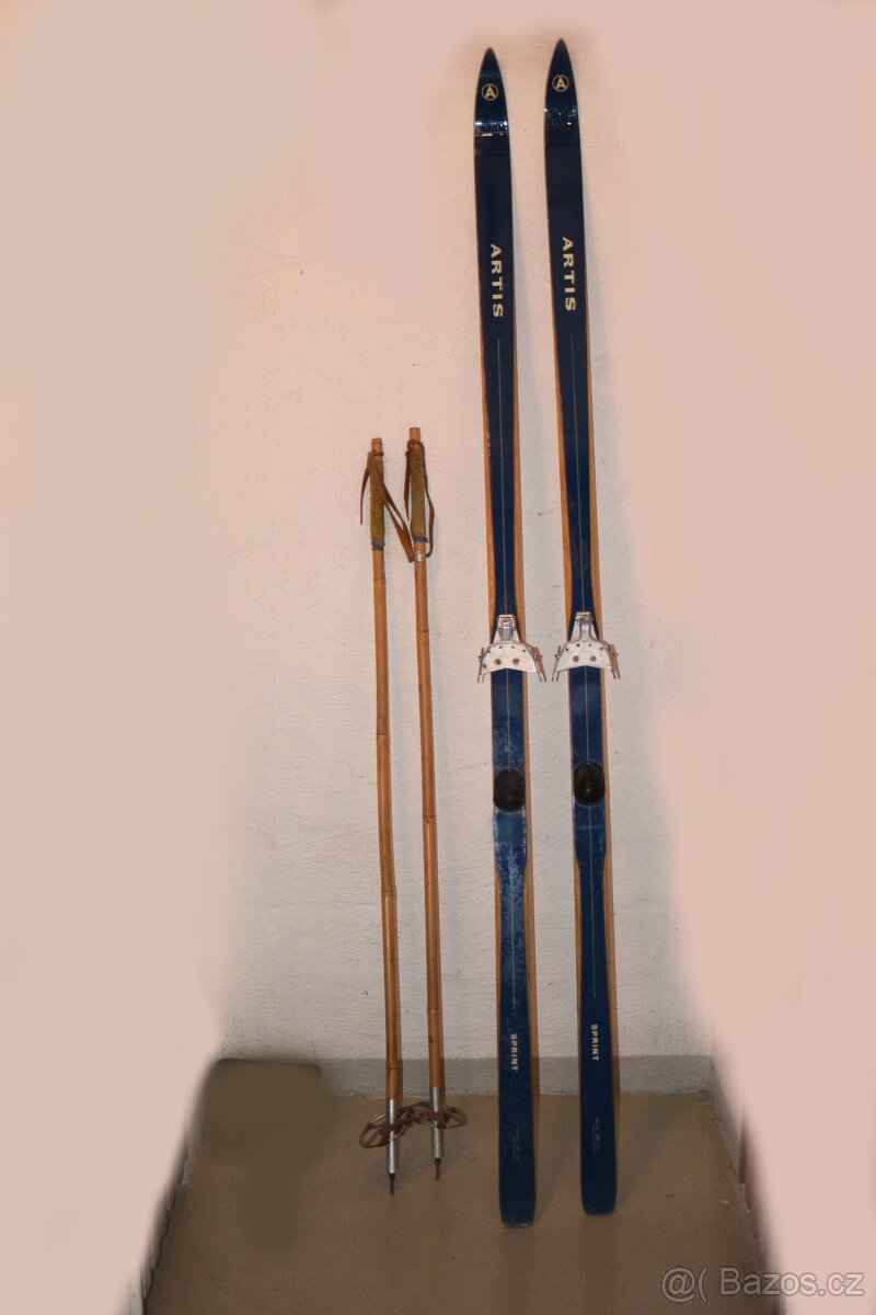 Retro starožitné dřevěné běžky - 3