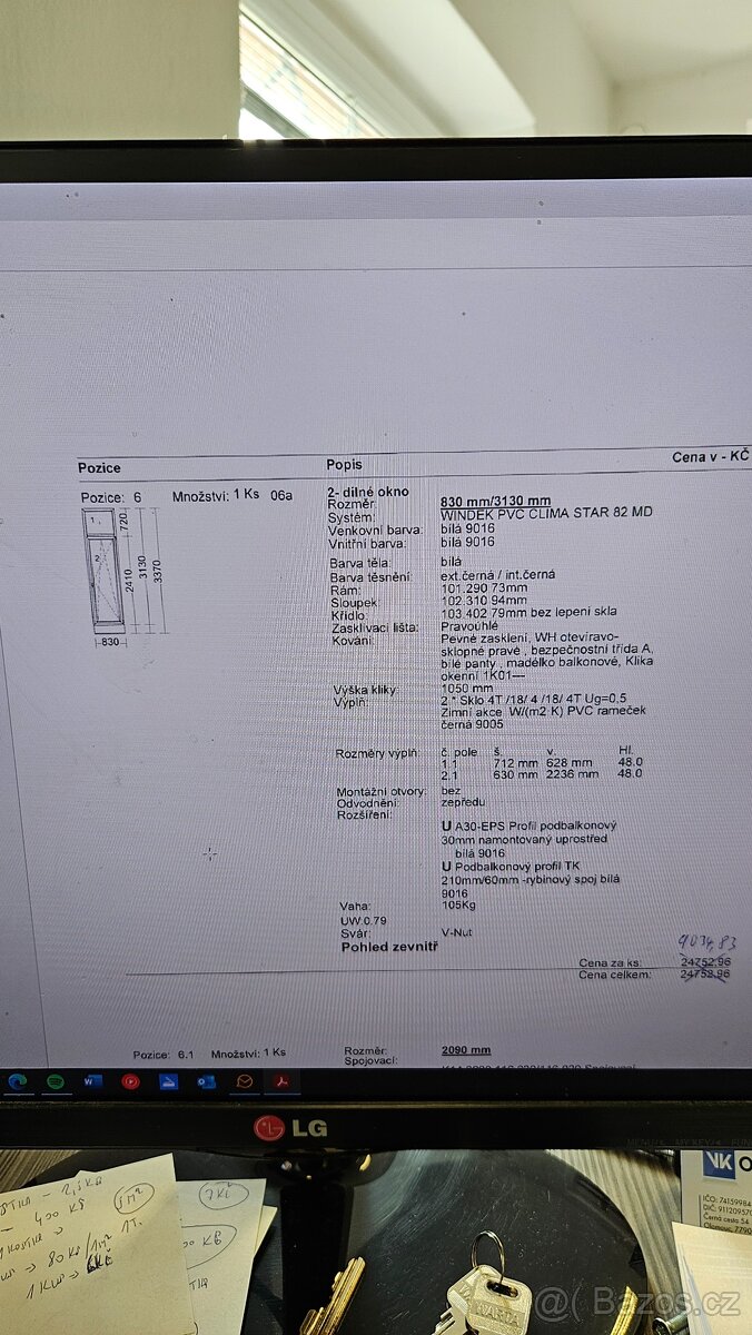 BALKONOVÉ DVEŘE PVC 830x3130 mm - NOVÉ - 5KS - 3