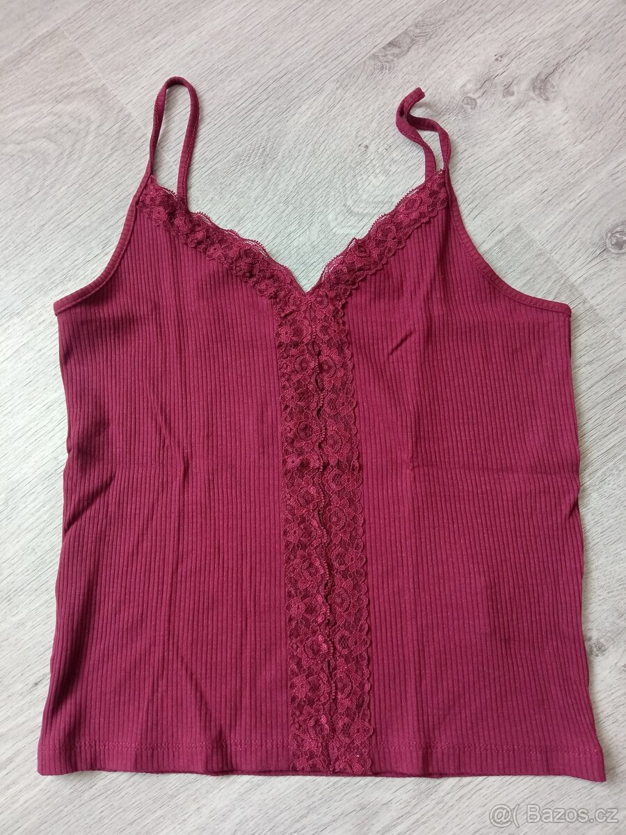 Nový vínový/černý top - 3