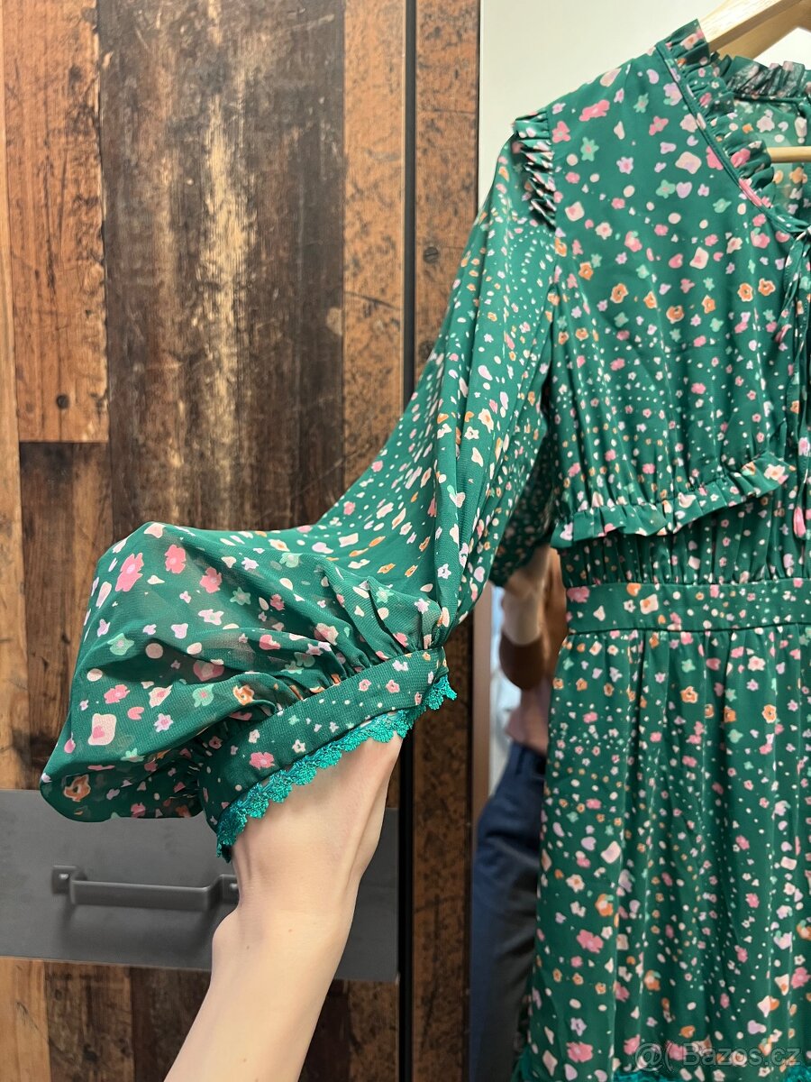 zelené maxi šaty s podšívkou - 3