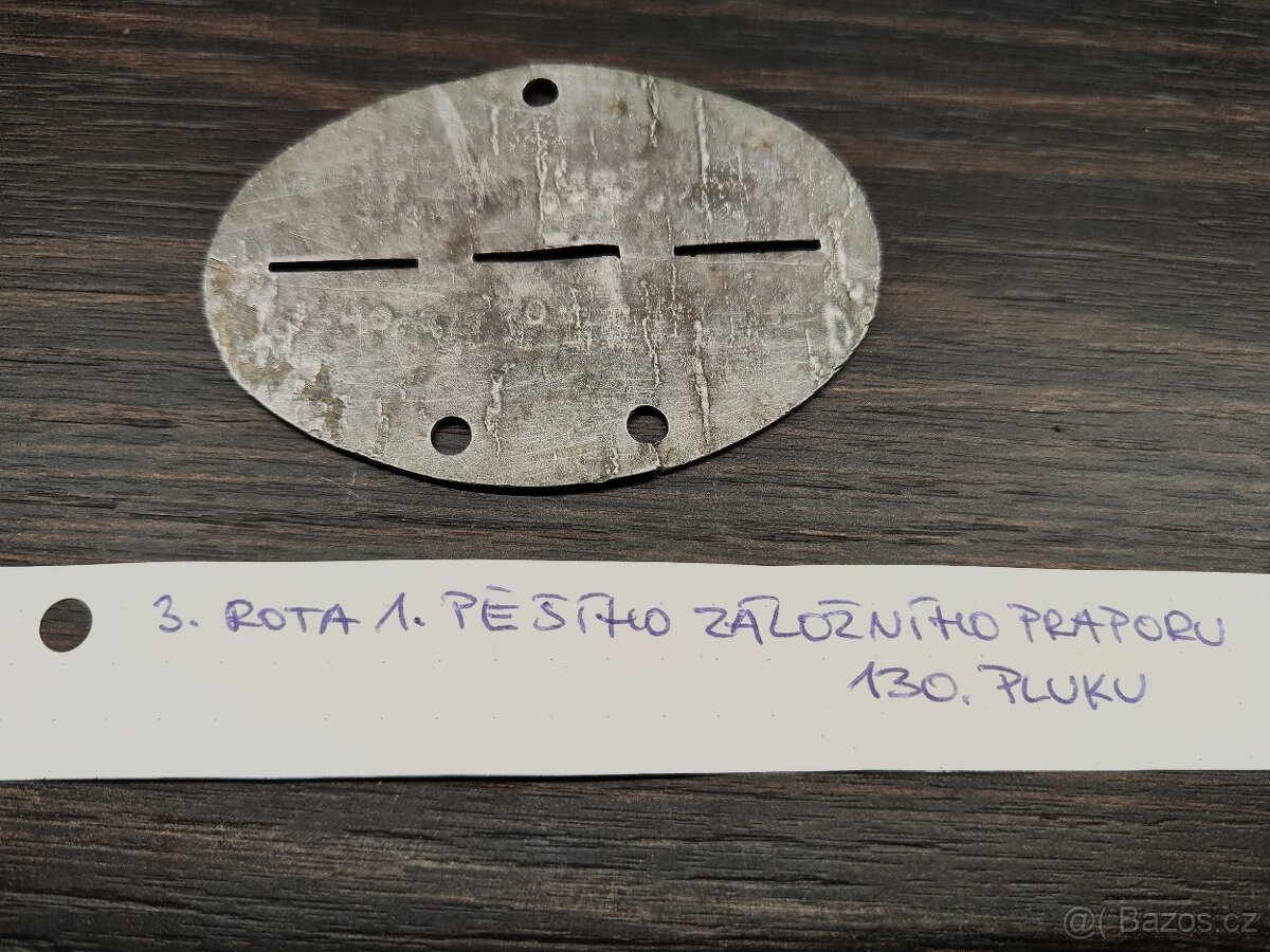 ID vojenská osobní známka Wehrmacht 3.Kp. J.Ers.Btl. I / 130 - 3