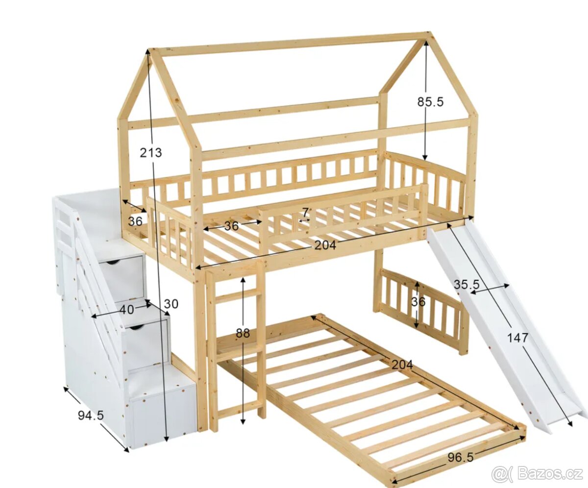 Dětská patrová postel se skluzavkou - 3