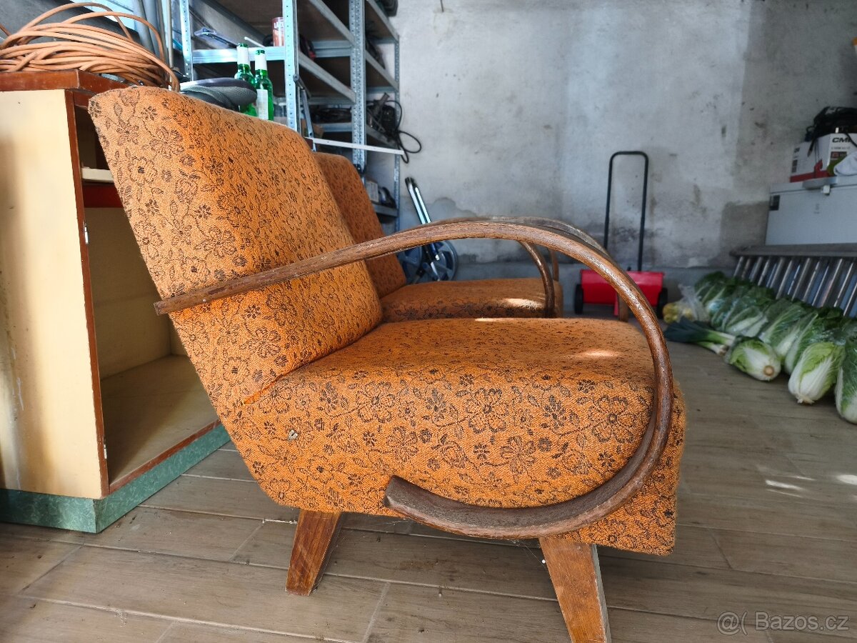 Starožitná Párová křesla typu C Halabala TOP STAV - 3