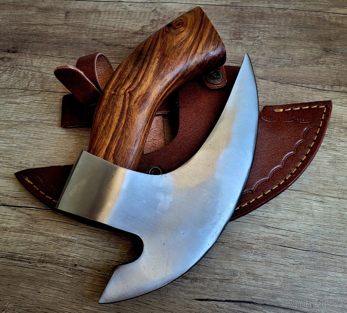 ručně kovaná Vikingská SEKERA s koženým pouzdrem - 3