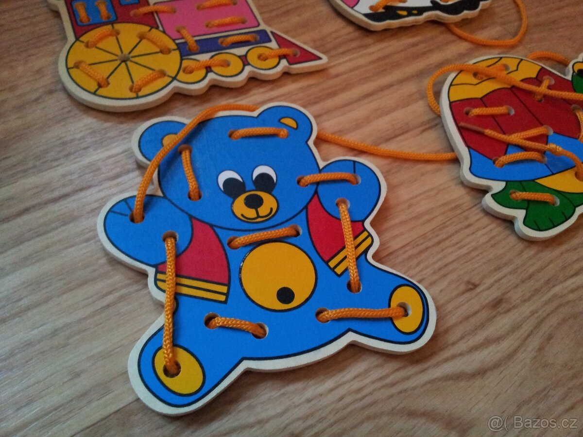 Šněrovačka - dřevěné provlékací destičky, zvířátka - 3