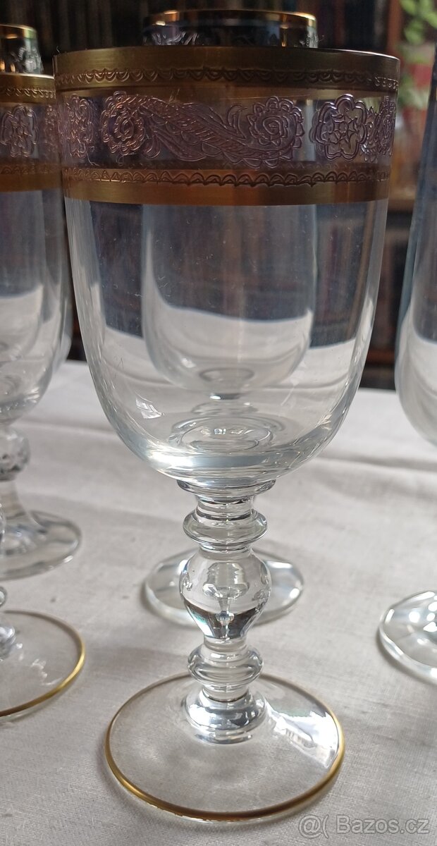2 sady retro sklenic ČSSR – 6× víno + 6× sekt - 3