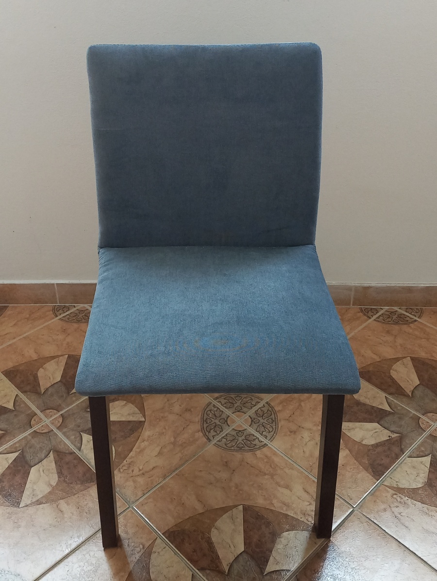 Dřevěná jídelní židle, modrá potahová látka - 3