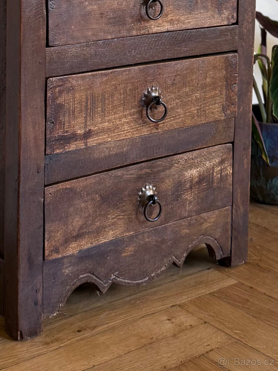 Koloniální dřevěná skříň, vysoká, pomocná skříň, rustikální - 3