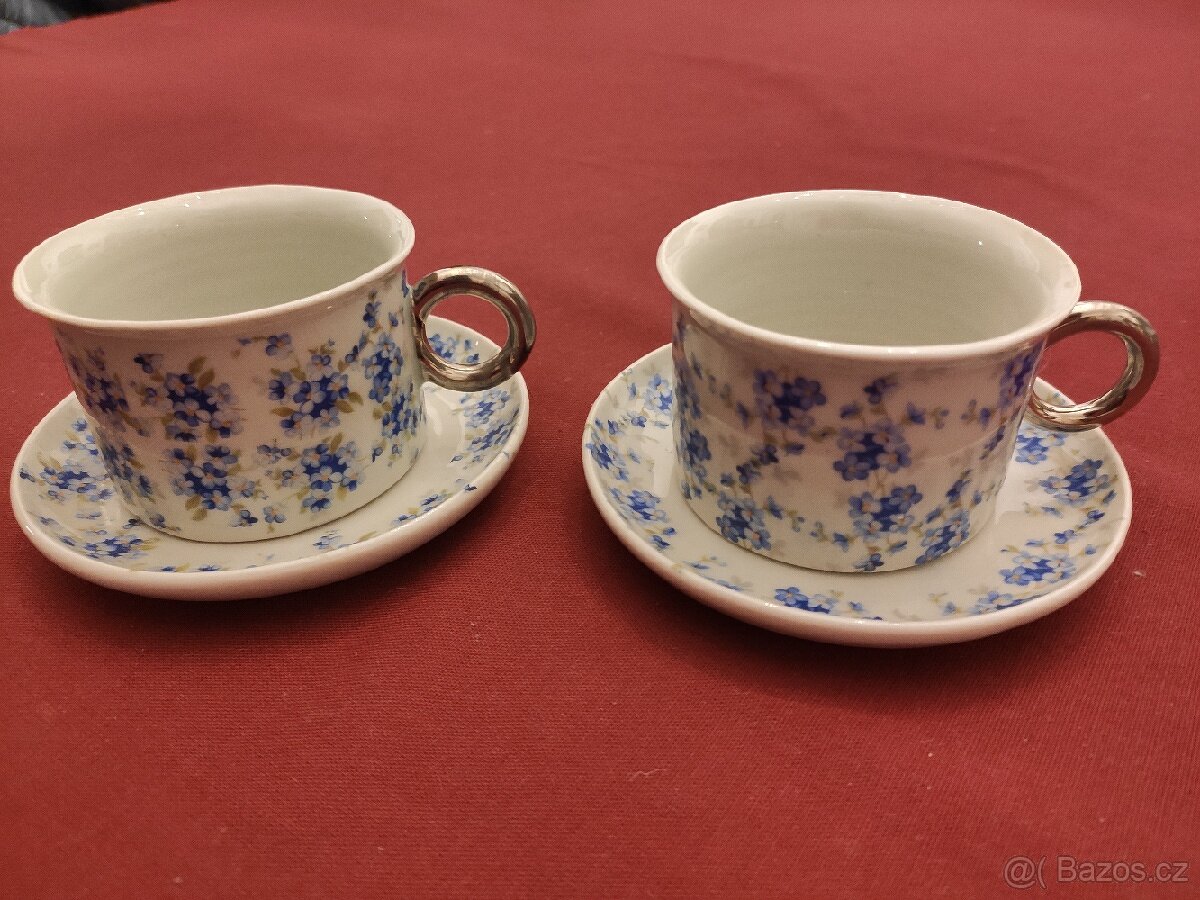 Dva keramické hrnky na kávu - pomněnky - ruční výroba - 3