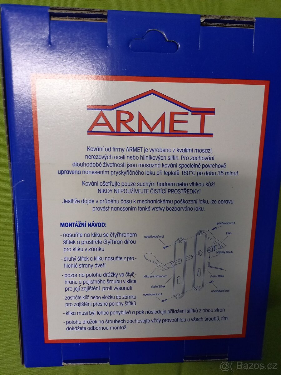 Dveřní kování klika-klika 90 mm, nové, pochromované - 3