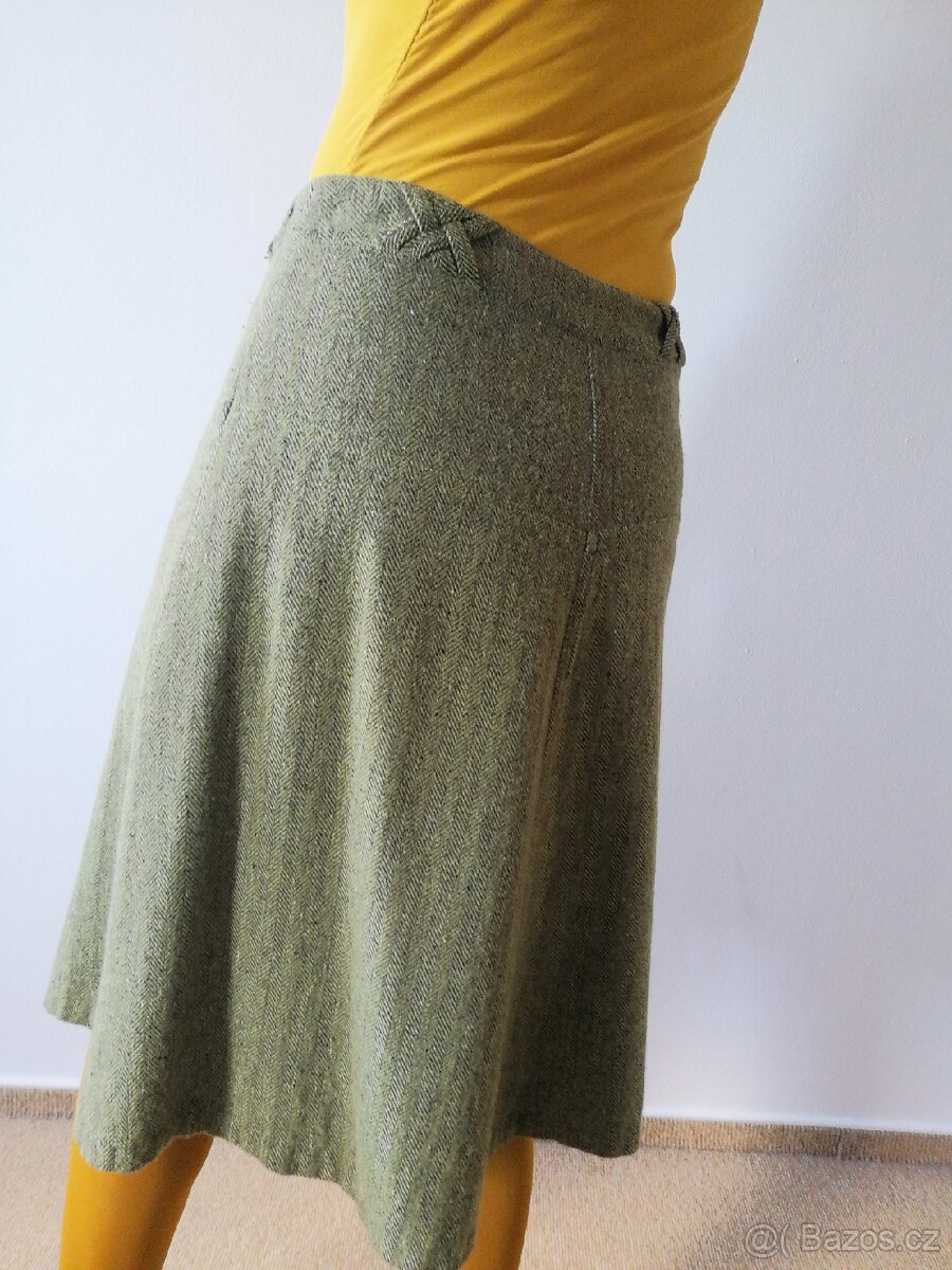 Nová zelená vlněná sukně H&M, v. 40 - 3