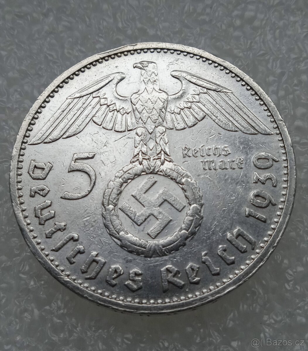 5 Reichsmark 1939 G (Říšská 5 marka) - 3