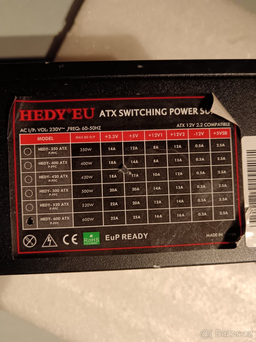 Pc zdroj HEDY-EU 600W - 3