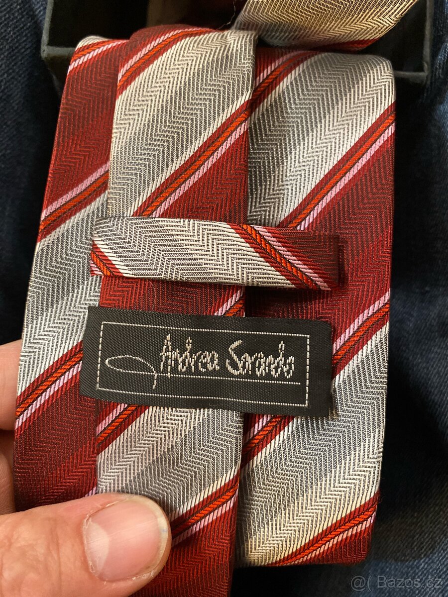 Kravata keprovaná červeno stříbřitá - 3