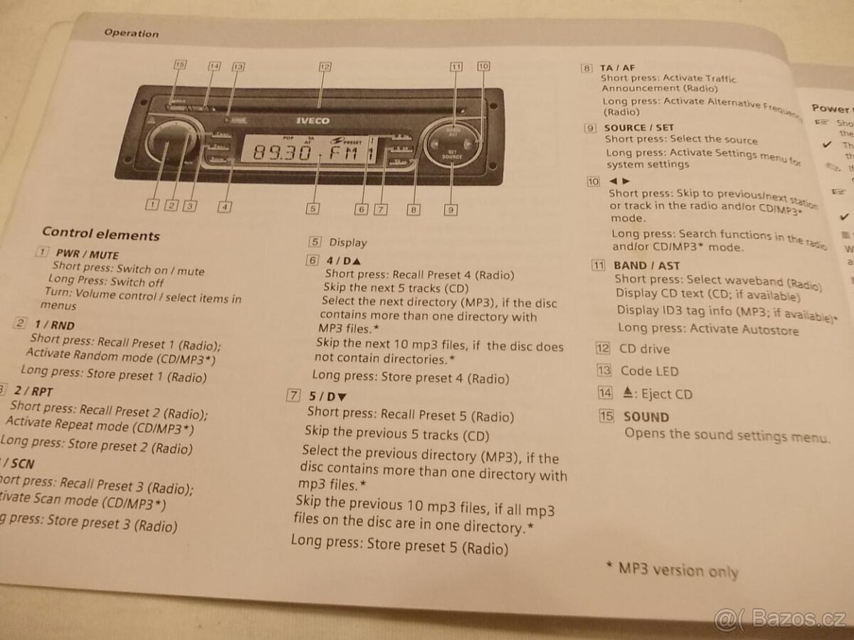 IVECO - návod na autorádio CD + MP3 - 3