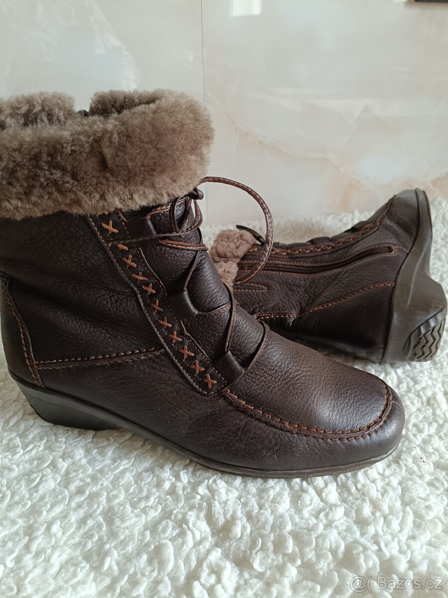 kožené zimní boty s beránkem - 3