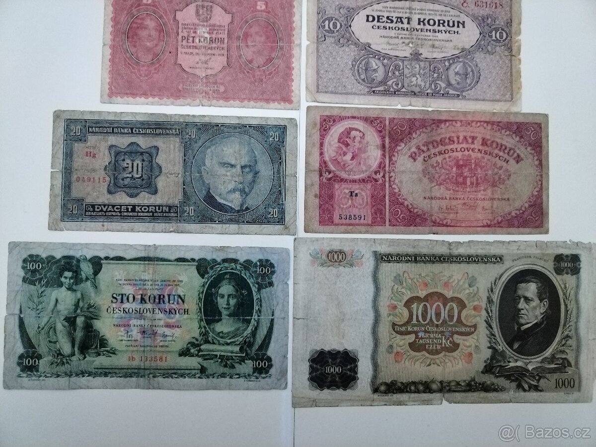 Bankovky Československo - 1. republika - sada ČSR - 3