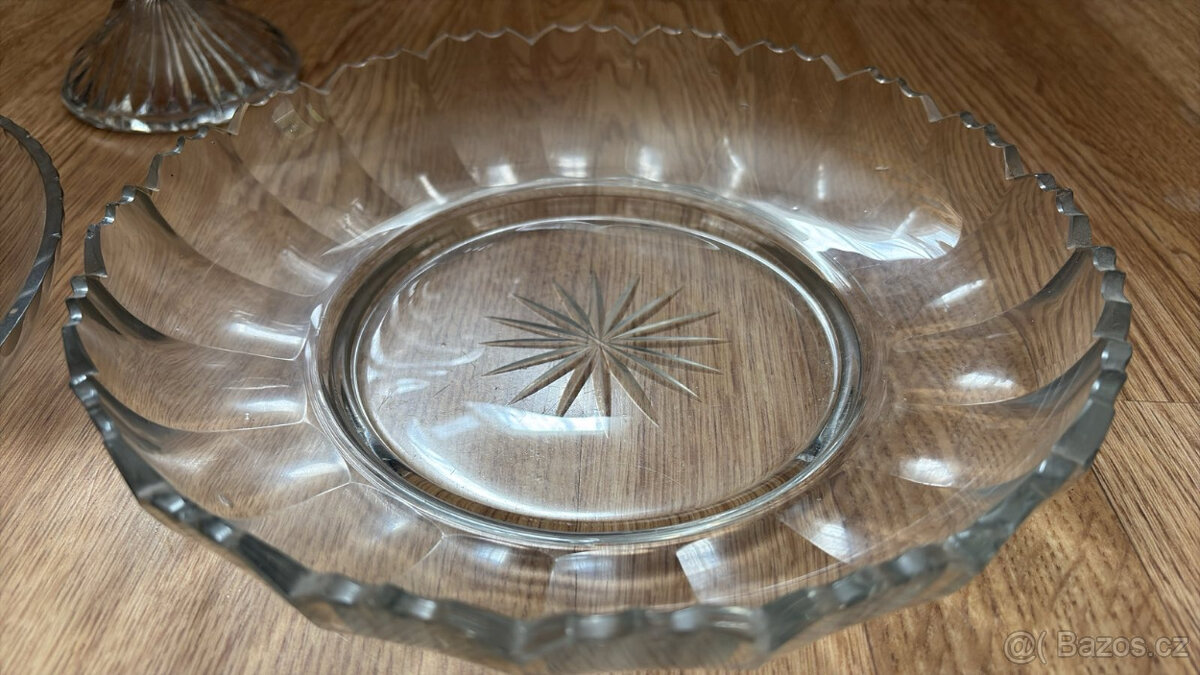 3 skleněné starožitné mísy velké - 3