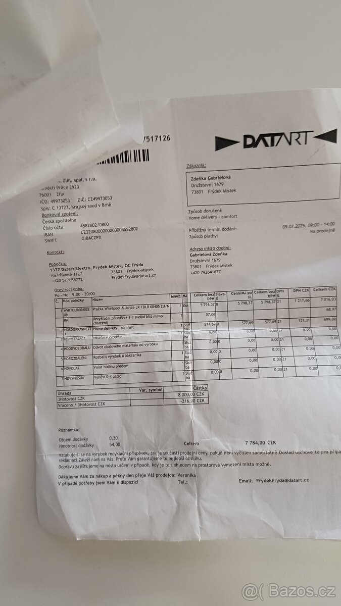 Prodám pračku s vrchním plněním Whirlpool - 3