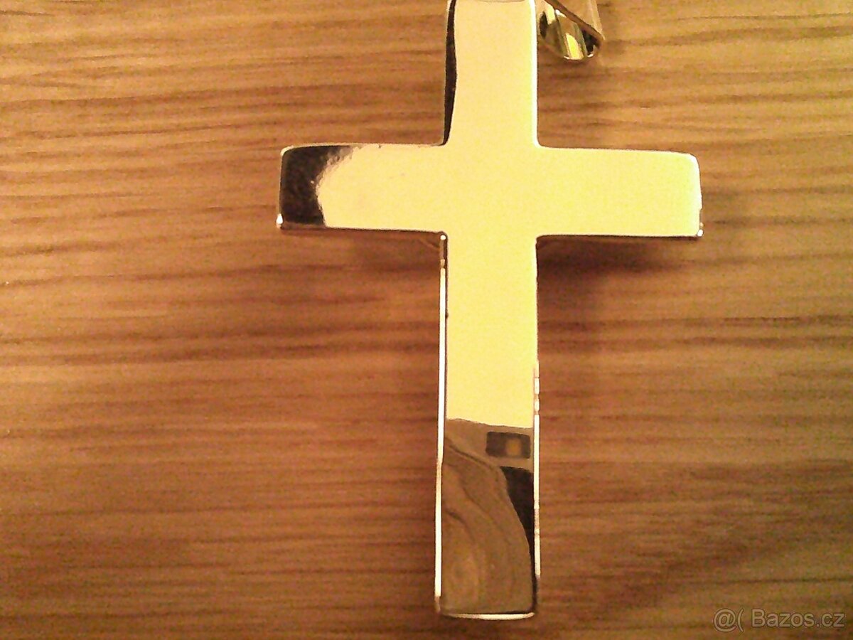Velký křížek z chirurgické ocele - silně pozlacený 14 k - 3
