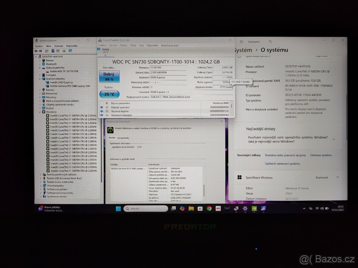 Predator Helios RTX-3080,i7,1TB,RGB-CZ,Kovový. - 3