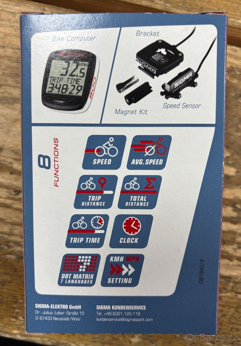 Tachometr Sigma 800 drátový - 3