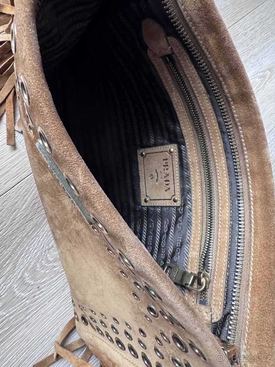 Kabelka Prada Brown Suede Fringe Clutch - Original - 3