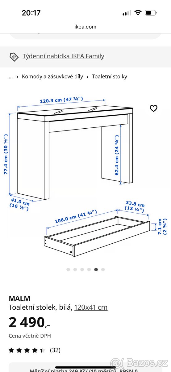 Toaletní stolek malm - 3