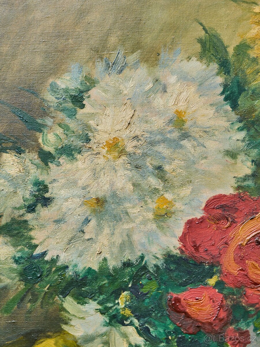 Velký obraz s květinovým zátiším, signováno - 3