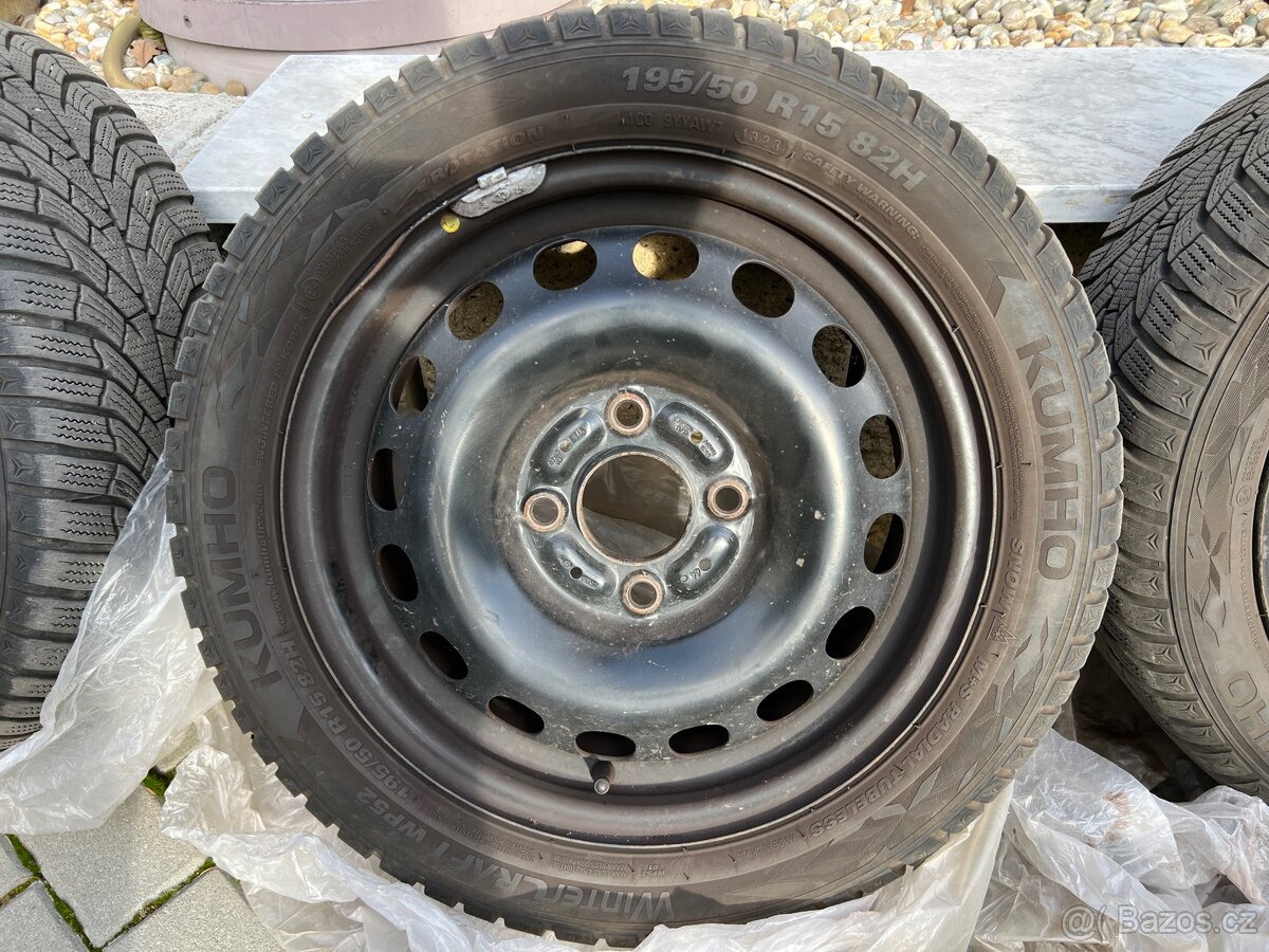 Zimní kola 195/50 R15 KUMHO – plechové disky - 3