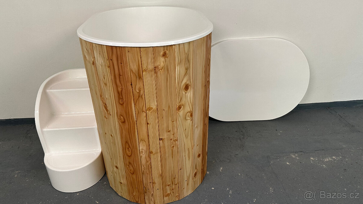 Ochlazovací káď s víkem ,schůdky k sauně - 3